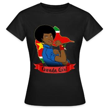 Gwada girl Guadeloupe Femme Forte - T-shirt Femme - noir - Devant - AI Model Female 172 dark (172cm)