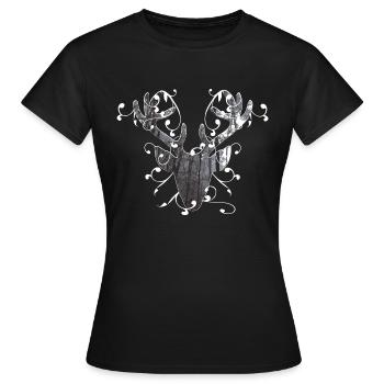 Tête de cerf costumes traditionnels dirndl motif branches - T-shirt Femme - noir - Devant - AI Model Female 172 dark (172cm)