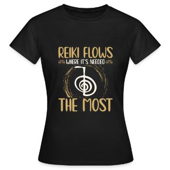 Reiki Symbol | Reiki-Maître Reiki Pierre Cadeau - T-shirt Femme - noir - Devant - AI Model Female 172 dark (172cm)