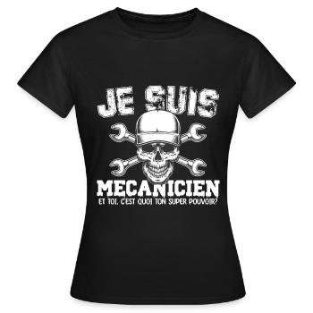 Je suis mécanicien super pouvoir - T-shirt Femme - noir - Devant - AI Model Female 172 dark (172cm)