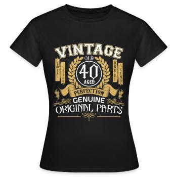 Jahrgang 40 Jahre - Geburtstagsgeschenk 40 Jahre - Frauen T-Shirt - Schwarz - Vorne - AI Model Female 172 dark (172cm)