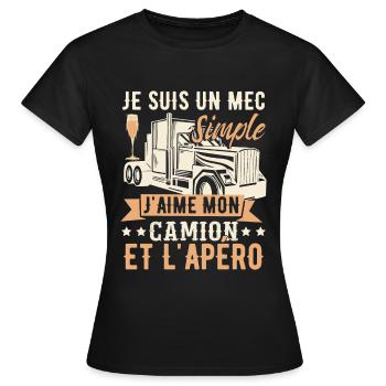 Camionneur | Routier | Poids Lourd | Camion - T-shirt Femme - noir - Devant - AI Model Female 172 dark (172cm)