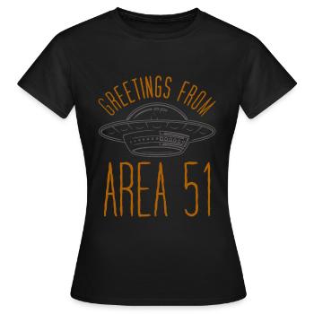 Salutations de la région 51 - T-shirt Femme - noir - Devant - AI Model Female 172 dark (172cm)