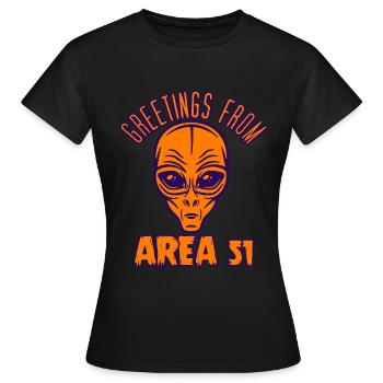Salutations de la zone 51 - T-shirt Femme - noir - Devant - AI Model Female 172 dark (172cm)