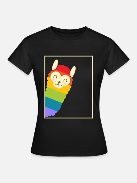 RAINBOW ALPACA - Frauen T-Shirt - Schwarz