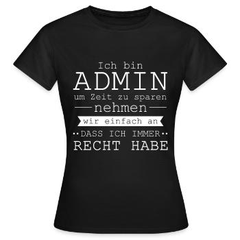 Admin - Women's T-Shirt - black - Front - AI Model Female 172 dark (172cm)