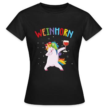 Wein Dab Unicorn Wine Einhorn Dabbing Geschenkidee - Frauen T-Shirt - Schwarz - Vorne - AI Model Female 172 dark (172cm)