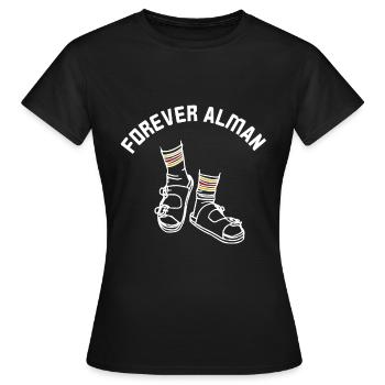 Forever Alman Socken mit Sandalen - Frauen T-Shirt - Schwarz - Vorne - AI Model Female 172 dark (172cm)