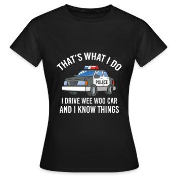 Drôle de flic police police proverbe - T-shirt Femme - noir - Devant - AI Model Female 172 dark (172cm)