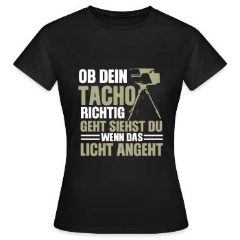 Drôle de flash design de sort - T-shirt Femme - noir - Devant - AI Model Female 172 dark (172cm)