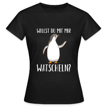 Willst du mit mir watscheln Pinguin - Frauen T-Shirt - Schwarz - Vorne - AI Model Female 172 dark (172cm)