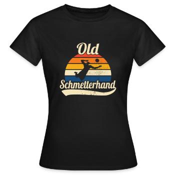 Beachvolleyball Retro Old Schmetterhand - Frauen T-Shirt - Schwarz - Vorne - AI Model Female 172 dark (172cm)