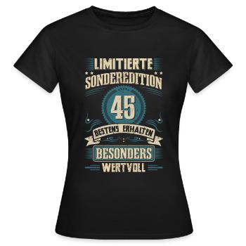 45. Geburtstag Jahrgang 1977 Fünfundvierzig - Frauen T-Shirt - Schwarz - Vorne - AI Model Female 172 dark (172cm)