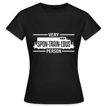 Train de marchandises de chemin de fer miniature - T-shirt Femme - noir - Devant - AI Model Female 172 dark (172cm)