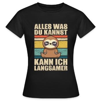 Faultier Ironie Büro Arbeitstier - Frauen T-Shirt - Schwarz - Vorne - AI Model Female 172 dark (172cm)