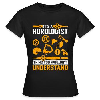 Uhrmacher Zeit Uhrwerk - Frauen T-Shirt - Schwarz - Vorne - AI Model Female 172 dark (172cm)