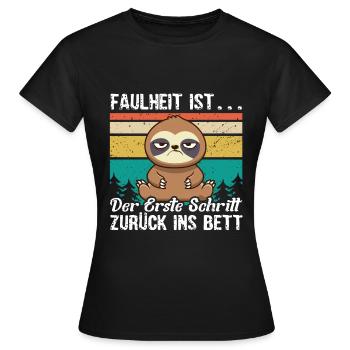Faultier Müde Faulheit Schlafen - Frauen T-Shirt - Schwarz - Vorne - AI Model Female 172 dark (172cm)