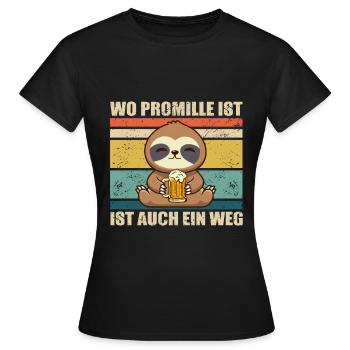 Promille Faultier Bier Saufen - Frauen T-Shirt - Schwarz - Vorne - AI Model Female 172 dark (172cm)