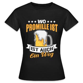 Bier Wo Promille ist, ist auch ein Weg - Frauen T-Shirt - Schwarz - Vorne - AI Model Female 172 dark (172cm)