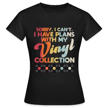 Collection de vinyles rétro d’enregistrement - T-shirt Femme - noir - Devant - AI Model Female 172 dark (172cm)