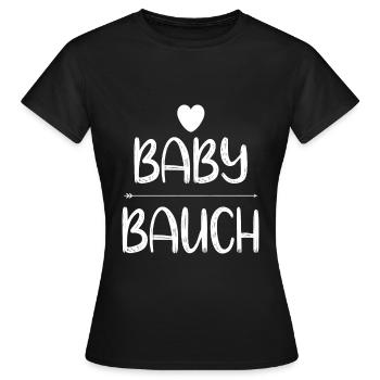 Baby Bauch - Schwangerschaft Schwanger Baby Herz - Frauen T-Shirt - Schwarz - Vorne - AI Model Female 172 dark (172cm)