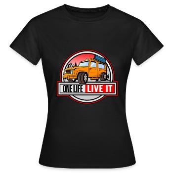 One live live it - Women's T-Shirt - black - Front - AI Model Female 172 dark (172cm)