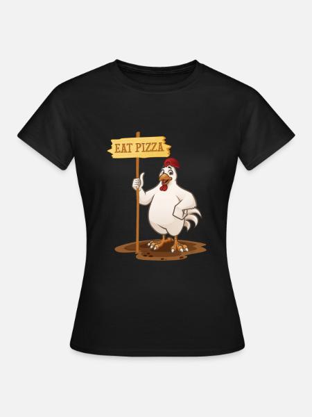 Manger Pizza Vegan Vegan Food Animal Motif - T-shirt Femme - noir