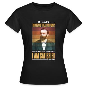 Drôle Alfred Nobel Citation Design - T-shirt Femme - noir - Devant - AI Model Female 172 dark (172cm)