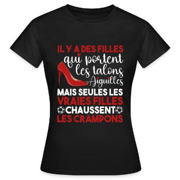Footballeuse Talon Aiguille Crampons - T-shirt Femme - noir - Devant - AI Model Female 172 dark (172cm)