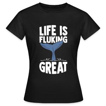 Baleine Caudal Fin Mammifères marins Océan - T-shirt Femme - noir - Devant - AI Model Female 172 dark (172cm)