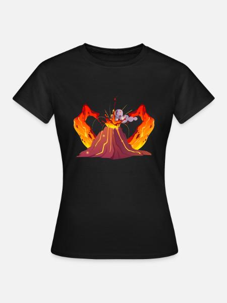 Volcano Geology Nature Illustration Motif - Women's T-Shirt - black