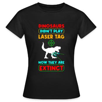 Laser Tag Dinosaur Laser Gun Laser Tag - Women's T-Shirt - black - Front - AI Model Female 172 dark (172cm)