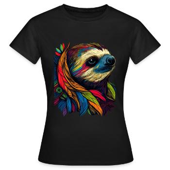Faultier Bunt Sloth Farbenfreudig - Frauen T-Shirt - Schwarz - Vorne - AI Model Female 172 dark (172cm)