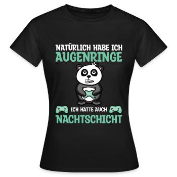 Gaming Nachtschicht Panda - Frauen T-Shirt - Schwarz - Vorne - AI Model Female 172 dark (172cm)