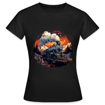 Dampflok Modelleisenbahn Lokomotive Zug - Frauen T-Shirt - Schwarz - Vorne - AI Model Female 172 dark (172cm)