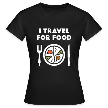 Je voyage pour Food Blogger - T-shirt Femme - noir - Devant - AI Model Female 172 dark (172cm)