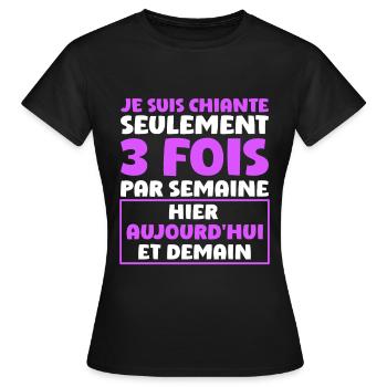 Humour Chiante | Couple Amoureux Citation Drôle - T-shirt Femme - noir - Devant - AI Model Female 172 dark (172cm)