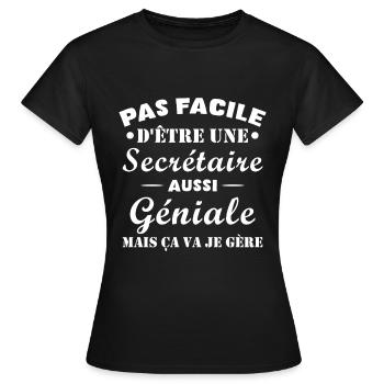 Secrétaire géniale cadeau drôle secrétaire - T-shirt Femme - noir - Devant - AI Model Female 172 dark (172cm)