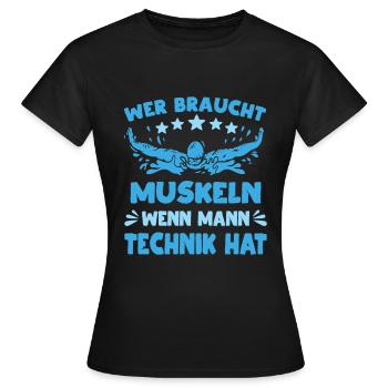 Schwimmunterricht Wassersport Rettungsschwimmer - Frauen T-Shirt - Schwarz - Vorne - AI Model Female 172 dark (172cm)
