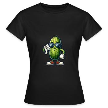Concombre aigre, concombre, pouces vers le bas - T-shirt Femme - noir - Devant - AI Model Female 172 dark (172cm)