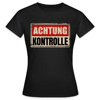 ACHTUNG KONTROLLE - Frauen T-Shirt - Schwarz - Vorne - AI Model Female 172 dark (172cm)