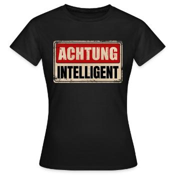 ACHTUNG INTELLIGENT - Frauen T-Shirt - Schwarz - Vorne - AI Model Female 172 dark (172cm)