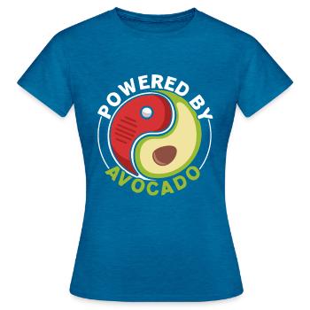Powered by Avocado Guac Guacamole Avocado-Lie - Women's T-Shirt - antique blue sapphire heather - Front - AI Model Female 172 dark (172cm)