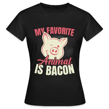 My favorite animal is bacon meat lover Spec - Women's T-Shirt - black - Front - AI Model Female 172 dark (172cm)