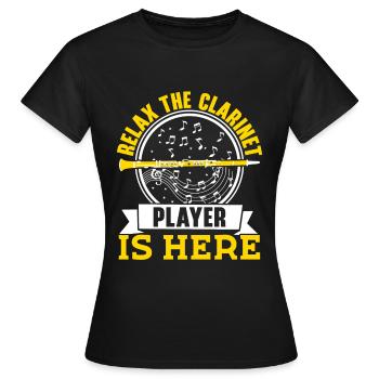 Entspann dich der Klarinettist ist hier Musiker - Frauen T-Shirt - Schwarz - Vorne - AI Model Female 172 dark (172cm)