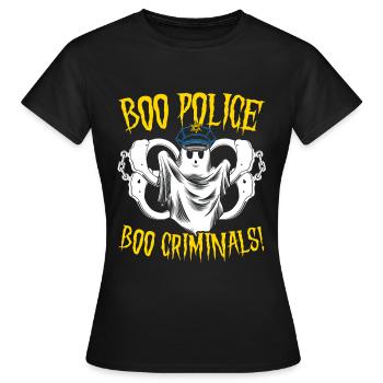 Buh Polizei, buh Kriminelle! Polizist Halloween - Frauen T-Shirt - Schwarz - Vorne - AI Model Female 172 dark (172cm)