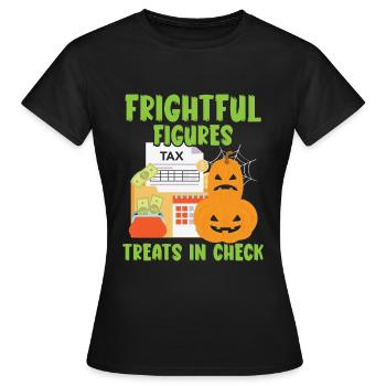 Figurines terrifiantes traite en Check Hallow - T-shirt Femme - noir - Devant - AI Model Female 172 dark (172cm)
