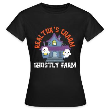 Makler Charme Geisterfarm Makler Halloween - Frauen T-Shirt - Schwarz - Vorne - AI Model Female 172 dark (172cm)