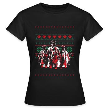 Bravoure à la lueur des lumières de Noël - feu - T-shirt Femme - noir - Devant - AI Model Female 172 dark (172cm)