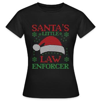 Petit homme de loi Père Noël Police Weihn - T-shirt Femme - noir - Devant - AI Model Female 172 dark (172cm)